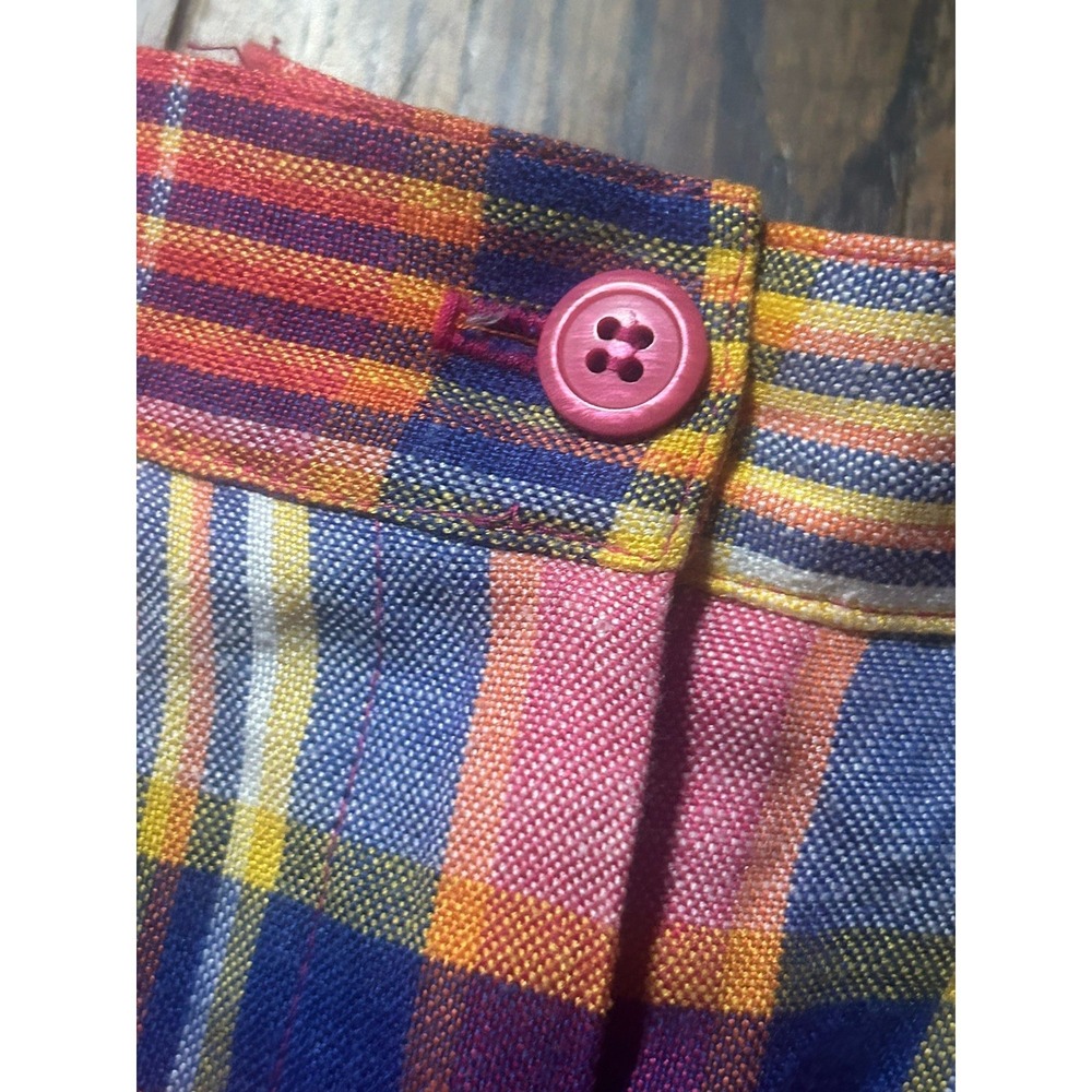 Vtg TALBOTS 8 Linen Blend Trouser Bermuda‎ Shorts Plaid Country Club - Picture 4 of 7